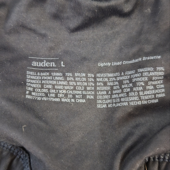 Auden Lightly Lined Crossback Bralette Black Size Large Missing the Paddings - Picture 3 of 3